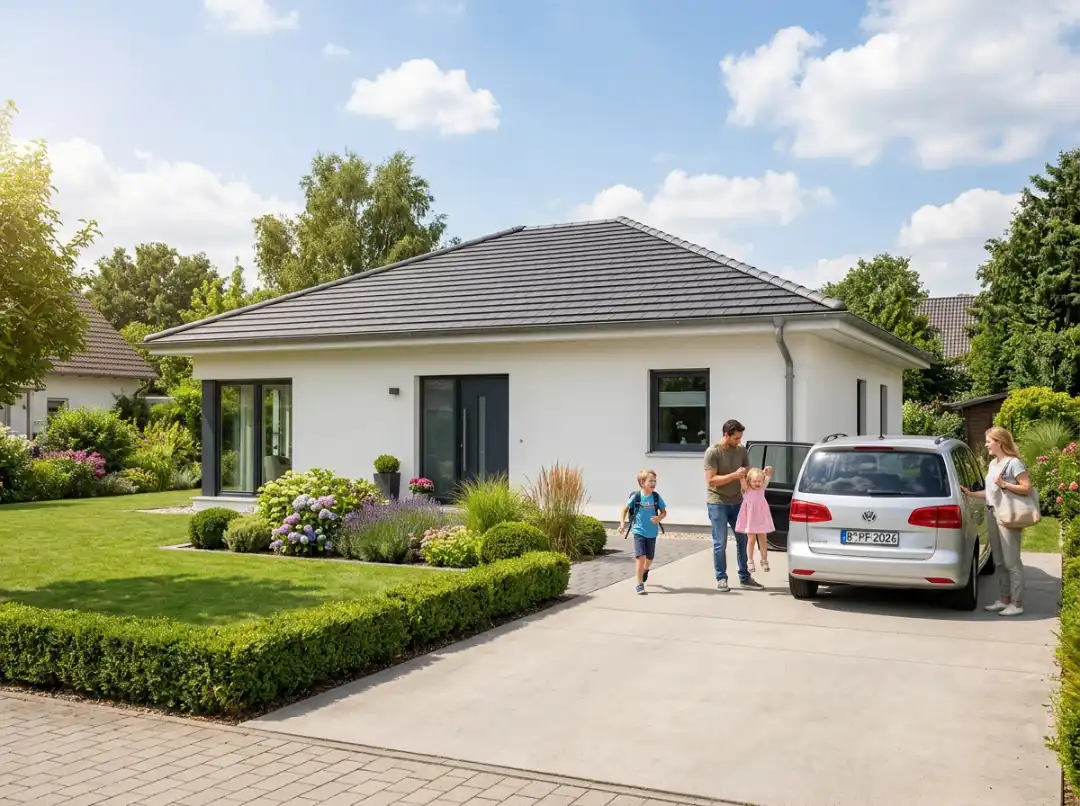 Moderner Bungalow mit Familie