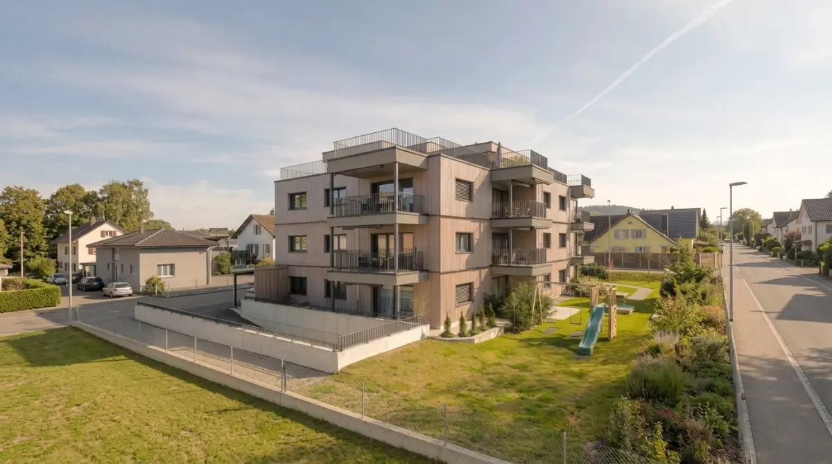 Weiteres Mehrfamilienhaus-Referenzprojekt — Drohnenaufnahme