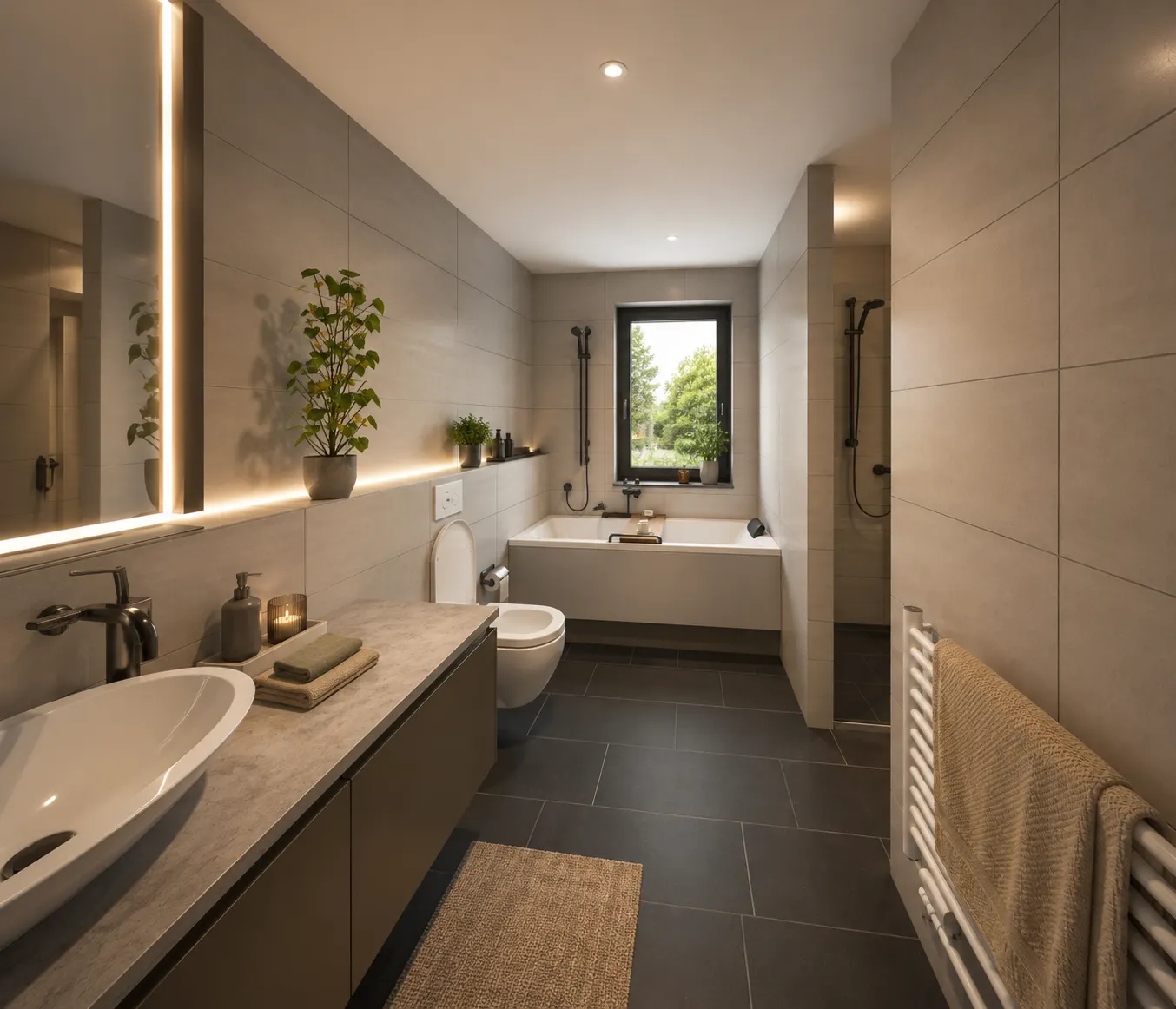 Alta 114 Badezimmer mit Badewanne und Dusche