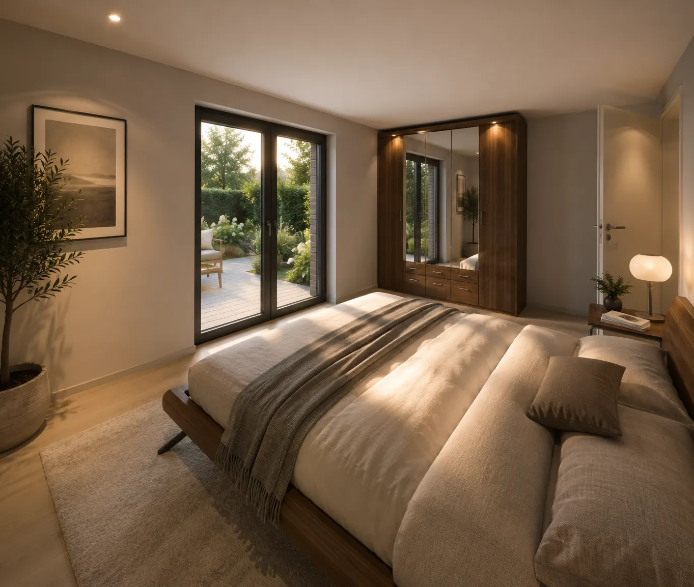 Alta 114 Schlafzimmer mit Fenstertür zum Garten