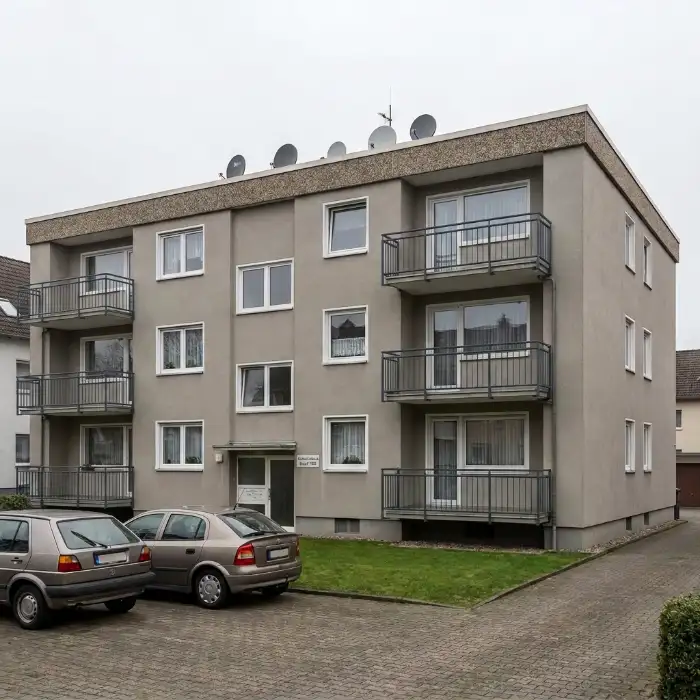 Bestandsimmobilie MFH Altbau — dreigeschossiger Massivbau mit Flachdach