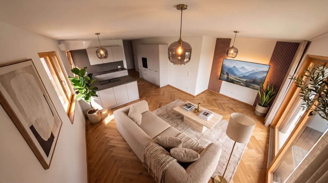 Mehrfamilienhaus-Fertighaus Opfingen — Obergeschosswohnung, offene Wohnküche