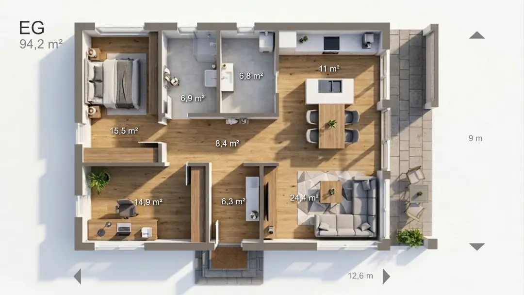 Grundriss Bungalow Vivo 90