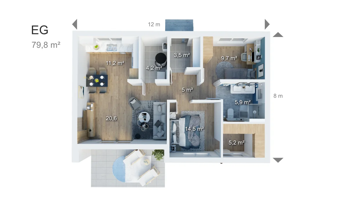 Grundriss Bungalow Duo